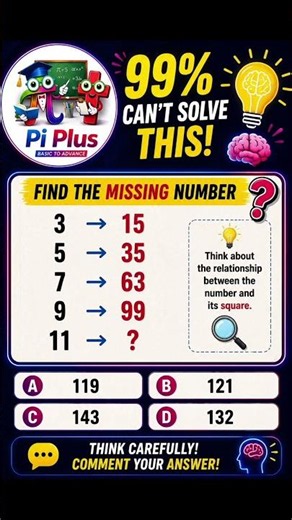 🧠 99% Can't Find the Missing Number! 🤯 IQ Maths Puzzle | PiPlus #Shorts