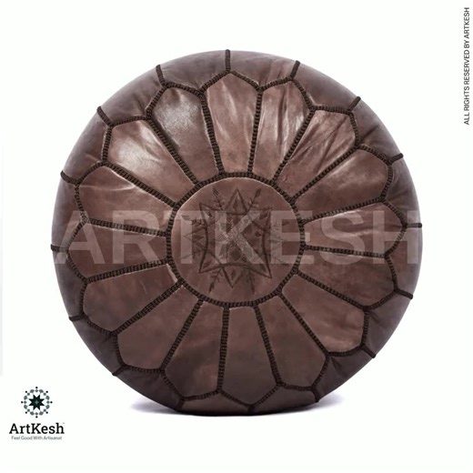 Moroccan Leather Ottoman Pouf – Handmade Boho Footstool Cover (unstuffed) - Etsy