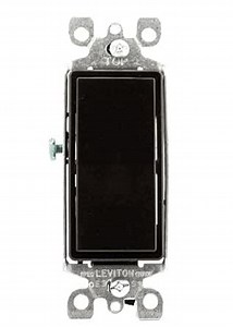 Leviton 15 Amp, 120/277 Volt, Decora Rocker 3-Way AC Quiet Switch, Residential Grade, Grounding, 5603-2, Brown