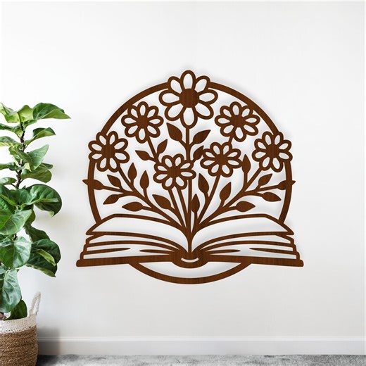 Open Book Floral Wall Art SVG Laser Cut File Reading (decor Digital Download) - Etsy
