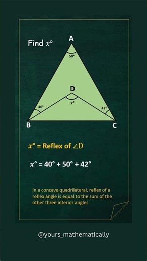 ➤ Find the Reflex of a Reflex Angle in a Concave Quadrilateral!