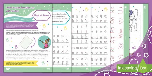 Letter Formation Practice for Left Handers: Magical Theme