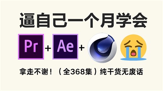 【全集】强推！2025最细自学PR AE C4D全套教程，看完就会！别再走弯路了，逼自己一个月学完，从0基础小白到视频剪辑大神只要这套就够了！