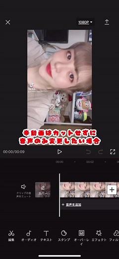 CapCut 動画編集の使い方：声だけを切り取って音楽変更方法