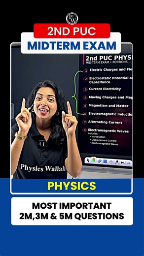 2nd PUC Midterm Most Important 2M, 3M & 5M Questions from Alternating Currrent | Physics #shorts