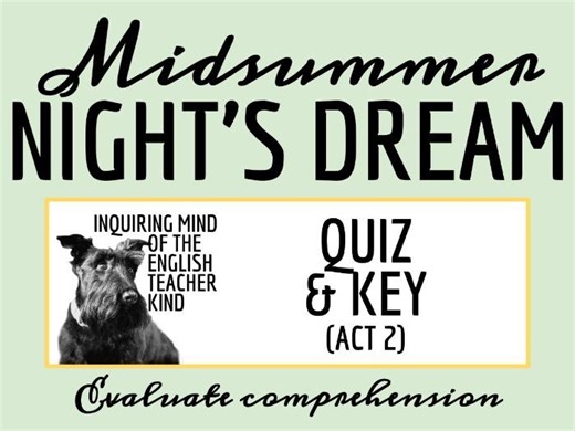 Shakespeare's A Midsummer Night's Dream Act 2 Quiz and Answer Key | Teaching Resources