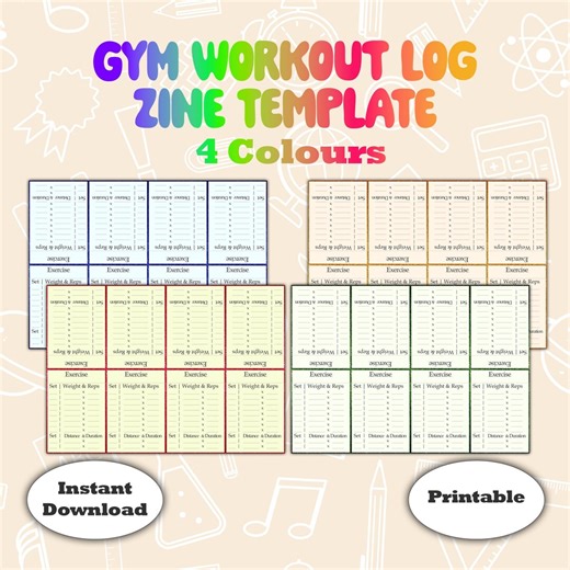 Gym Workout Log Zine Template, Printable DIY Multi Coloured Zine Booklet, Foldable Gym Zine Layout, 4 Colours, Digital Download - Etsy