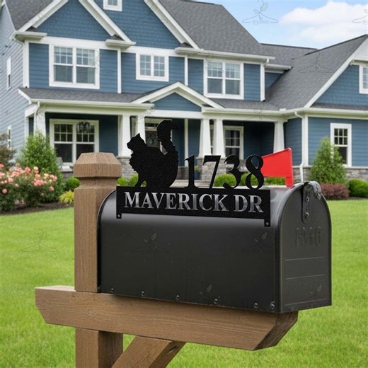 Custom Cat Mailbox Sign, Personalized Address Plaque, Pet Lover Outdoor Home Decor - Etsy