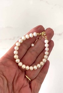 Child Real Pearl Bracelet W/ Gold-filled Clasp, Freshwater Pearl Baby Bracelet, Flower Girl Little Girl Pearl Bracelet, Baptism Christening - Etsy