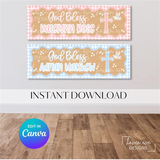 God Bless Banner Template | Baptism, Christening Event Decor (digital Download) - Etsy