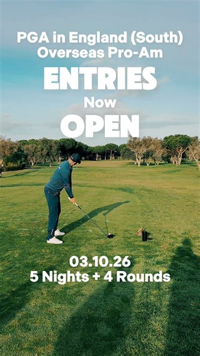 The PGA in England (South) Overseas Pro-Am is here 🎉 📍Algarve, Vilamoura 📆 3rd - 8th October 2026 ⛳️ Vilamoura Golf – Laguna x 1 ⛳️ Vilamoura Golf – Old Course x 1 ⛳️ Vilamoura Golf – Pinhal x 1 ⛳️ Vilamoura Golf – Millennium x 1 🏢 Hilton Vilamoura As Cascatas Golf Resort & Spa What's included: Airport & golf course transfers Range balls Fantastic amateur prizes Welcome drinks reception Prize presentation drinks reception PGA Tournament Controller 🚨 Limited Spaces Available 🚨 Price per ama