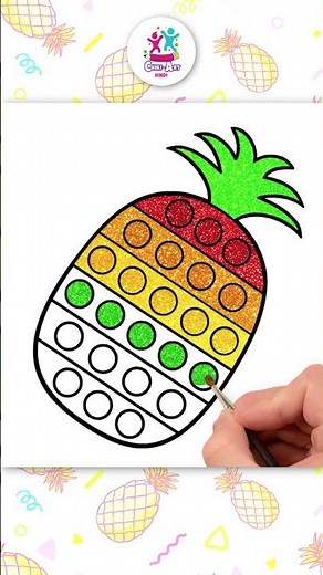 ✏️Learn How To Draw Rainbow Pop It Pineapple🍍Easy Drawing For Kids #shorts #chikiarthindi