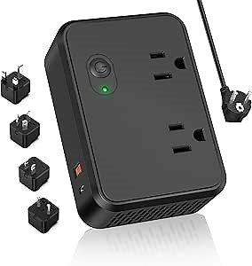 220v to 110v Converter with 2 AC + 1 Type-C + 1 Type-A Ports 2000W Step Down Transformer Travel Power Converter Adapter Combo, International Plug Adapter Voltage Converter US to Europe, UK, AU, Asia