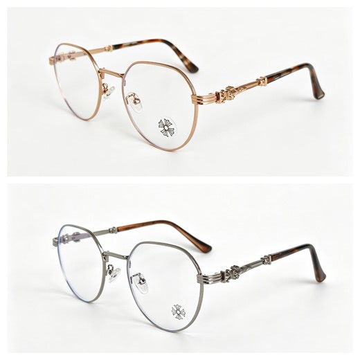 Vintage Round Metal Glasses – Gold & Silver Frame – Retro Blue Light Blocking - Summer Graduation Gift