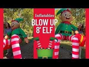 8FT Christmas Inflatable Elf with LED Lights – Outdoor Holiday Yard Decoration