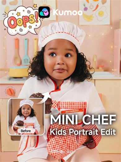 Everyone’s asking: how do you retouch Mini Chef portraits like this? 👩‍🍳📸 Messy background? 👉 Use Object Removal Blemish Fix for a clean look 👉 Or one-click background replace local masks for natural lighting Wrinkled outfit? 👉 Wrinkle Removal Contour Smooth Instantly cleaner, more polished textures ✨ One workflow, perfect kids portraits every time. Batch edit for faster delivery and consistent results. Try it out and grab more holiday-ready presets! 🎄✨ #Kumoo #kidsportraits #MiniChef #Po