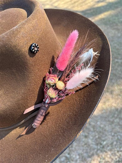 Clip-on Feather/floral Hat Accessory - Pink Roses - Etsy