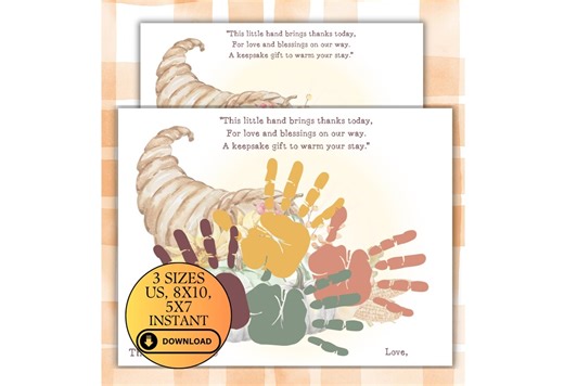 Thanksgiving Handprint Craft Printable, Fall Handprint Art for Infants, Toddlers, Preschool, Thanksgiving Handprint Keepsake, Fall Craft - Etsy