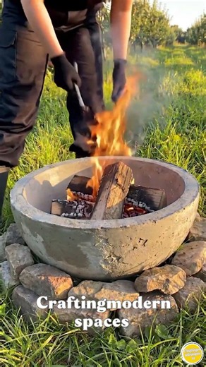 The Easiest DIY Concrete Bowl Fire Pit Tutorial! 🤯 #shorts
