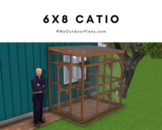 DIY 6x8 Lean-to Catio Plans – Attached Outdoor Cat Enclosure (PDF Download) - Etsy