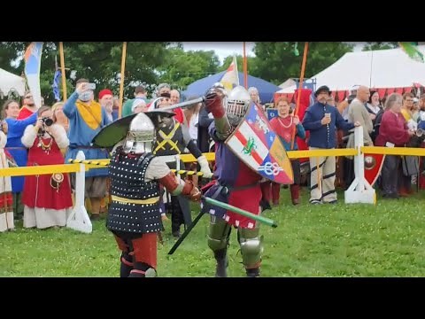 SCA Heavy Combat | Medieval Rattan Sword and Shield Fight | Master Tonis v Captain Magrat