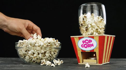 DIY popcorn machine from wood at home