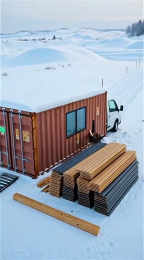 Frozen Rusted Container to Cozy Snow Cabin | Satisfying Timelapse Build