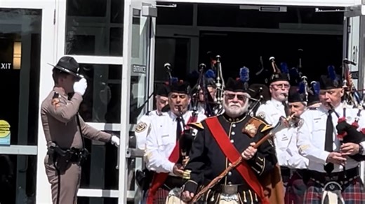 Bagpipe procession for Florida Highway Patrol officer Michael Diego.