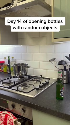 Day 14 of opening bottles with random objects 🍺comment your suggestions down below 👇#viral #VideoSnapChallenge #fyp #xyzbca #xyc #foryou