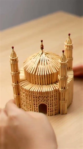 Matchstick Modern Mosque Build | Amazing Timelapse 🕌🔥 #MatchstickArt #MosqueModel #MatchstickBuild