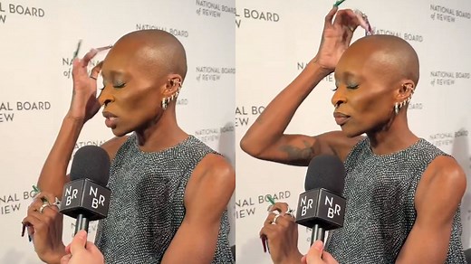 Cynthia Erivo Tapping Her Bald Head | Know Your Meme