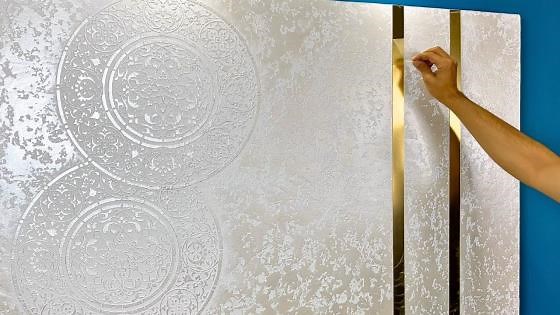 DIY textured wall panel with gold accents | Stunning home decor transformation