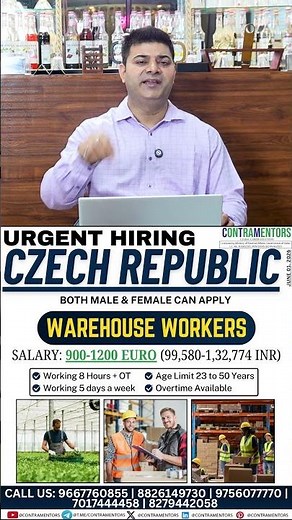 Europe Jobs 2026: Czech Republic Warehouse Workers Needed | Work Permit Visa | Freshers Can Apply