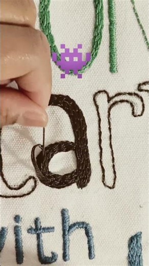 Embroidery Letter A Basic Chain stitch | Self Taught Embroidery Youtube Student #shorts #embroidery