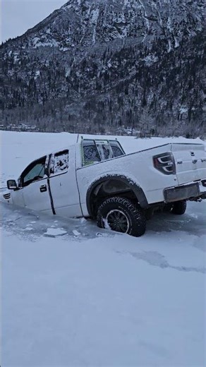 Bad Day on the Ice—Raptor Went Under #fail #offroad #rescue