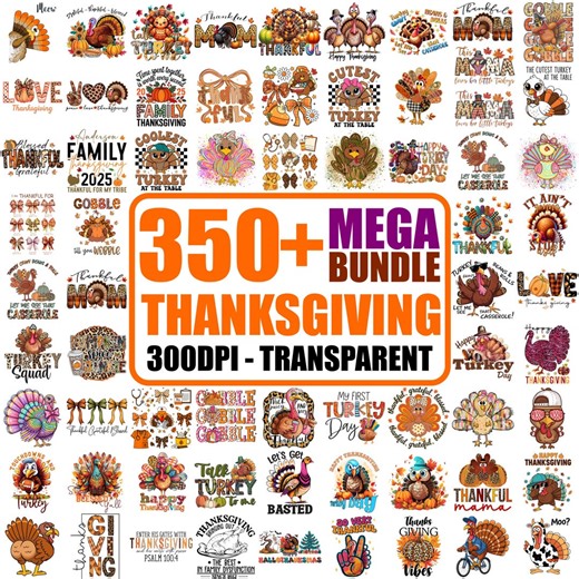 Thanksgiving Turkey Clipart, Mega PNG Bundle (300 DPI) - Etsy