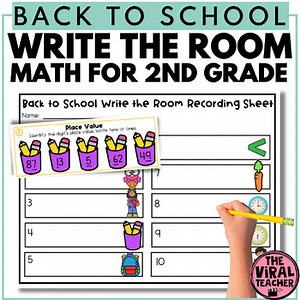 Back to School Write the Room Math Activity for 2nd Grade