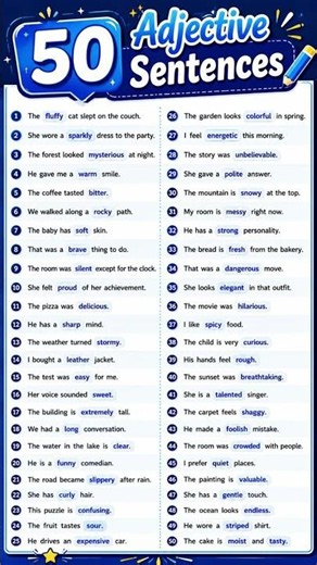 50 Adjective Sentences in English #english #learnenglish