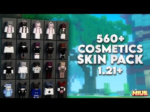 560+ COSMETICS SKIN PACK FOR MCPE/MCBE 1.21+ | (Works On HIve)
