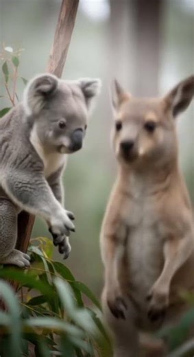 Koala and kangaroo hold hands—Australia’s cutest handshake?
