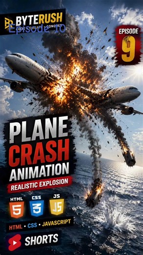 Realistic Plane Crash Explosion Animation | HTML CSS JavaScript #viral