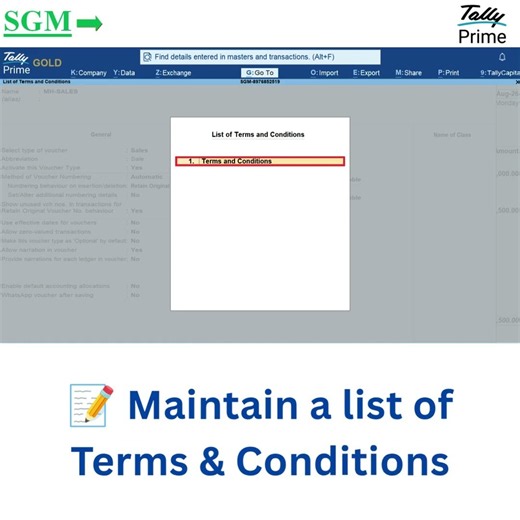 📄 Terms & Conditions Printing on Invoice : Tally Prime