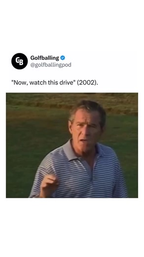 Golfballing on Instagram: "“Now watch this drive” is an iconic Bushism delivered by U.S. President George W. Bush on August 4, 2002. While playing golf at his family’s summer home in Kennebunkport, Maine, Bush delivered a brief, serious statement to reporters condemning a recent suicide bombing in Israel: “I call upon all nations to do everything they can to stop these terrorist killers. Thank you.” Immediately after finishing the sentence, he turned to the golf ball, brandished his club, and sa