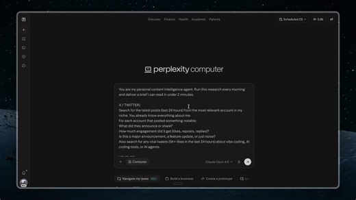 I DELETED EVERY SOCIAL MEDIA APP FROM MY PHONE AND I'M MORE INFORMED THAN EVER.No Instagram. No X. No Reddit. None of it on my phone.But I still know exactly what the top AI builders are posting, which YouTube tutorials are going viral, and what conversations on Reddit actually matter.Perplexity Computer runs every morning before I wake up:→ Scans X for posts from the 15 accounts I actually care about and flags anything with real traction→ Monitors Reddit for viral AI projects and discussions bl