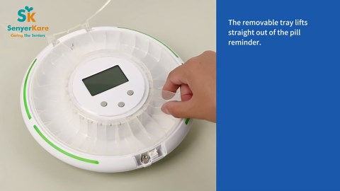 Automatic Pill Dispenser with Safety Lock, Flashing Light, Sound, Alarm, 28-Day Electronic Medication Dispenser for Vitamins and Tablets Up 6 Times/Day, Easy Read Display, Clear Lid