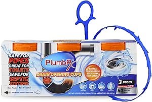 Drain Opener Cups | Hair Clog Remover | Drain Cleaner For Toilets, Sinks, Tubs - Septic Safe | 3 Uses + Hair Snake