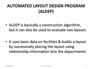 AUTOMATED LAYOUT DESIGN PROGRAM (ALDEP) - SlideServe