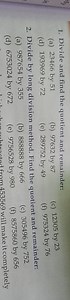 Divide by long division method. Find the quotient and remainder... | Filo