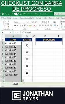 How to create a checklist with an automatic progress bar in Excel