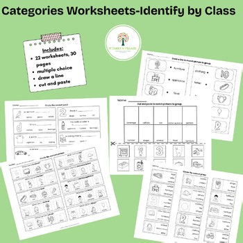 Categories worksheets-Identify class-30 pages, ABLLS-R aligned